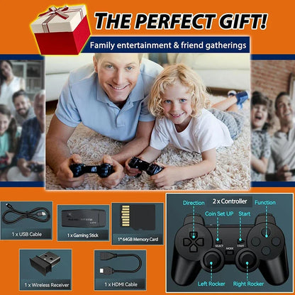 4K TV Game Stick Built-in 20000+ Games Retro Handheld Game Player NEW Video Game Console 64G 2.4G Wireless Controller Gamepad
