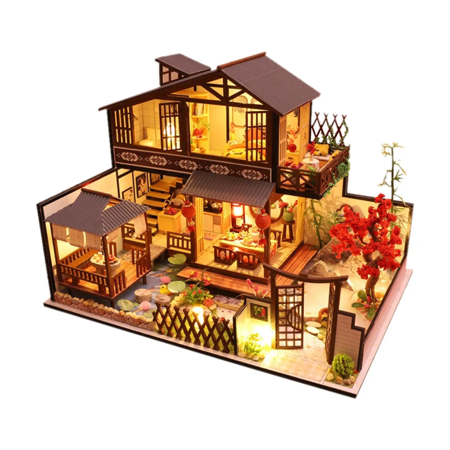 Mini DIY Wooden Dollhouse Miniature W/ Light Furniture Doll House Model Creative Room Birthday Gift