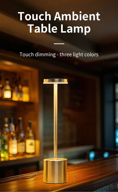 Creative Ambient Table Lamp USB Rechargeable Night Light Stepless Dimming Touch Desk Lamp 3 Colors Bedside Lamp Hotel Bar Decor