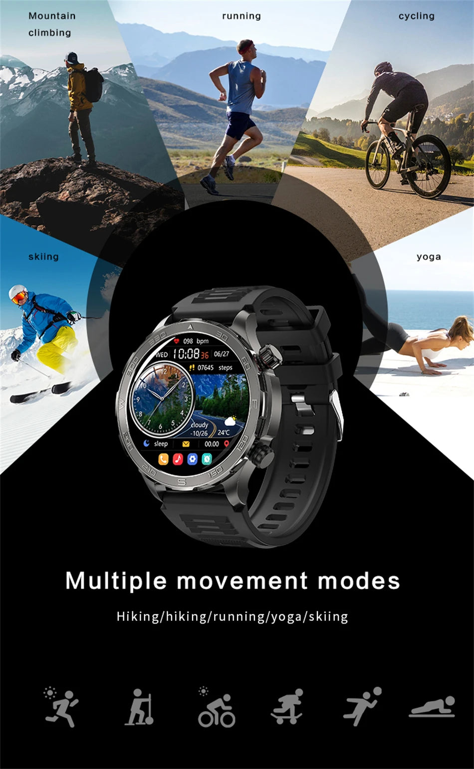 2025 New GPS Bluetooth Call Smart Watch Men AMOLED HD Screen Heart Rate NFC IP68 Waterproof Sports Smart Watch For Android iOS