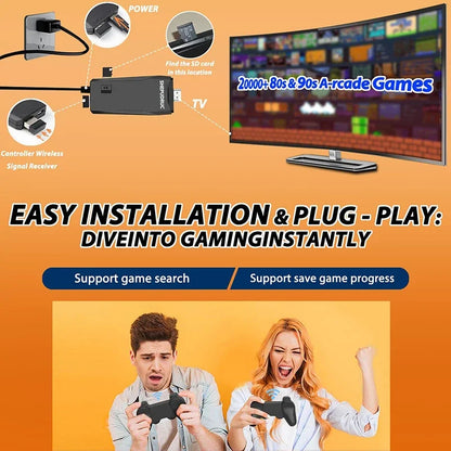 4K TV Game Stick Built-in 20000+ Games Retro Handheld Game Player NEW Video Game Console 64G 2.4G Wireless Controller Gamepad