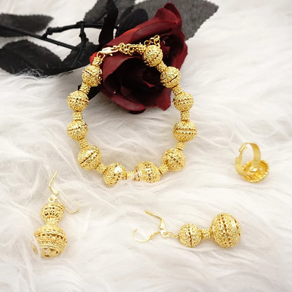 2023 Fine Jewelry Sets For Women Dubai Bridal Wedding Gifts Necklace Bracelet Earrings Ring Jewellery Set African Bead jewelry