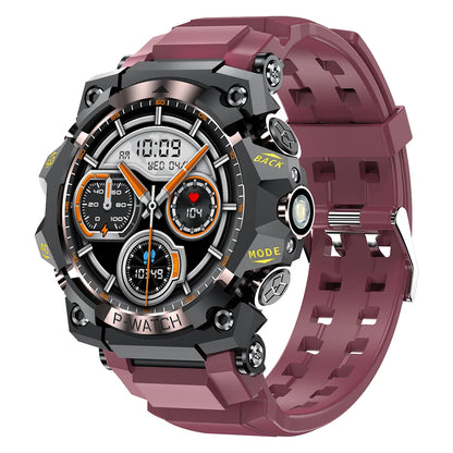 Outdoor Sport Smart Watch LED Flashlight Health Monitor Bracelet Bluetooth Make Answer Call Waterproof Men Military Smartwatch