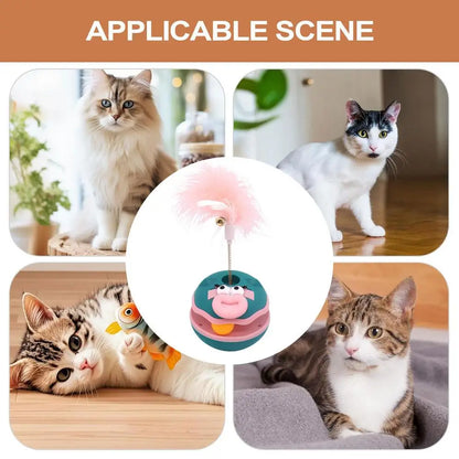 Cat Teaser Cat Interactive Toys Turntable Ball Kitten Accessories With Feather Bell Pet Supplies Enrichment Indoor Games For