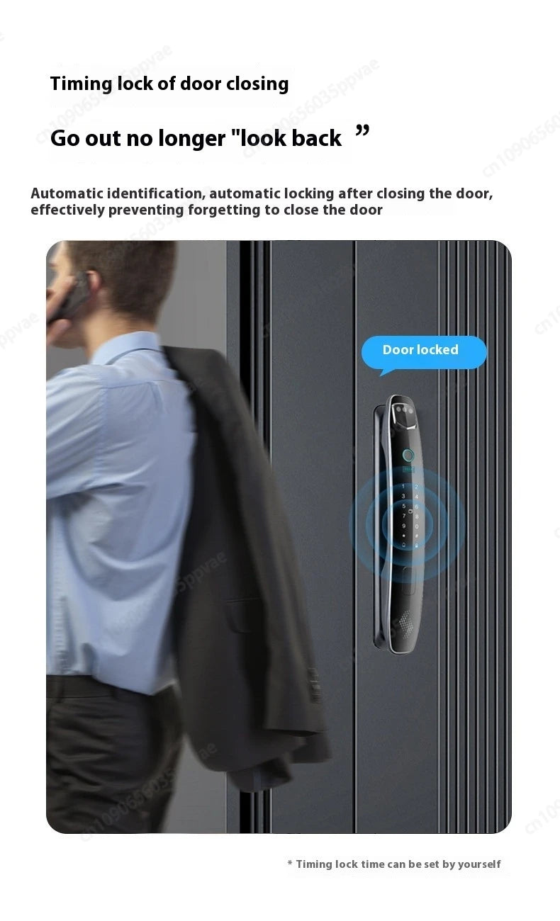 3D Face Recognition Anti-pry And Anti-crack Smart Door Lock Fully Automatic Password Fingerprint Lock Intercom Smart Door Lock