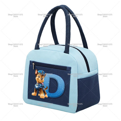 Cute PAW Patrol Thermal Bag Food Storage Container Letter A-Z Student Lunchbox Cartoon Fashion Handbags Bento Durable Bags Gifts