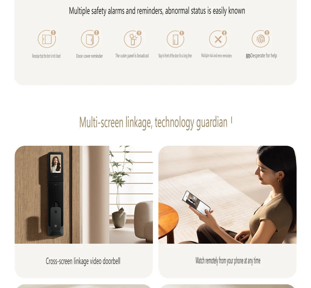2025 Xiaomi Smart Door Lock 2 Cat Eye Visual Screen Fingerprint Bluetooth NFC Unlock For MiHome Push-pull Lock With Camera
