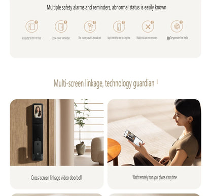 2025 Xiaomi Smart Door Lock 2 Cat Eye Visual Screen Fingerprint Bluetooth NFC Unlock For MiHome Push-pull Lock With Camera