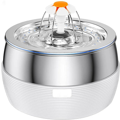 Cat Water Fountain Stainless Steel 3L Automatic Ultra Quiet Dog Water Dispenser Faucet Shape Water Fountain for Cats Dogs Bowl