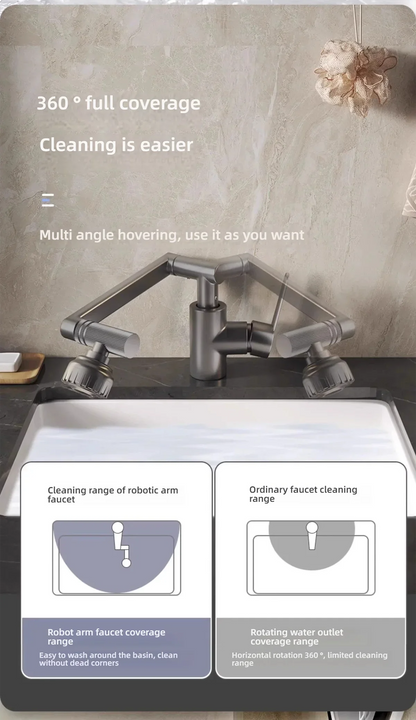 Dual Mode Universal Rotating Faucet Robotic Arm Wash Basin Kitchen Bathroom Hot and Cold Household Basin Wash Basin Sink