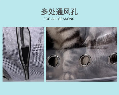 Pet Backpack Transparent Space Capsule Double Shoulder Cat Go Out Backpack Expandable Cat Bag Go Out Portable Small Dog Bag