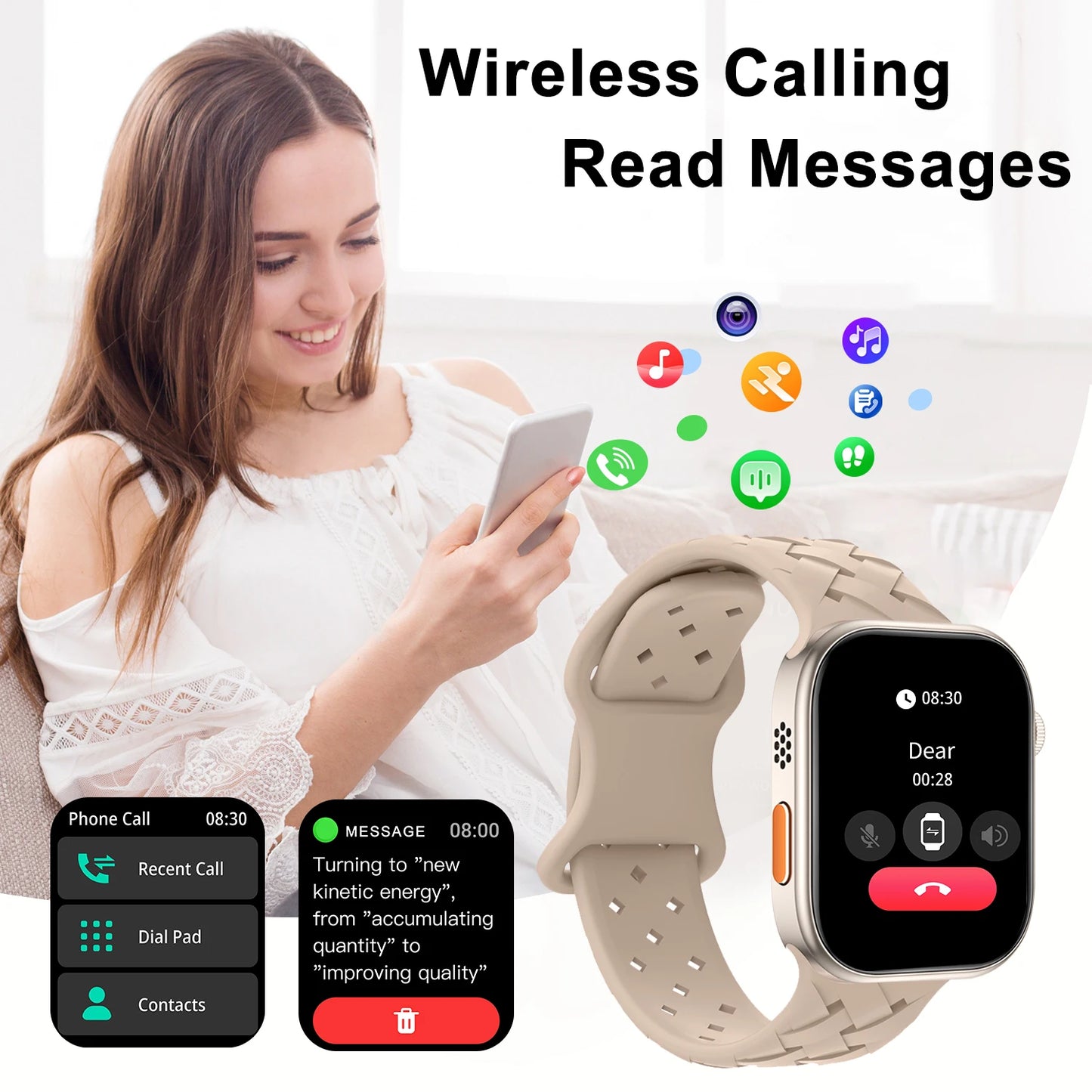 Smart Watch Multi-functional sports smart watch ,Wireless Calling, Personalized the Watch Faces,Music control