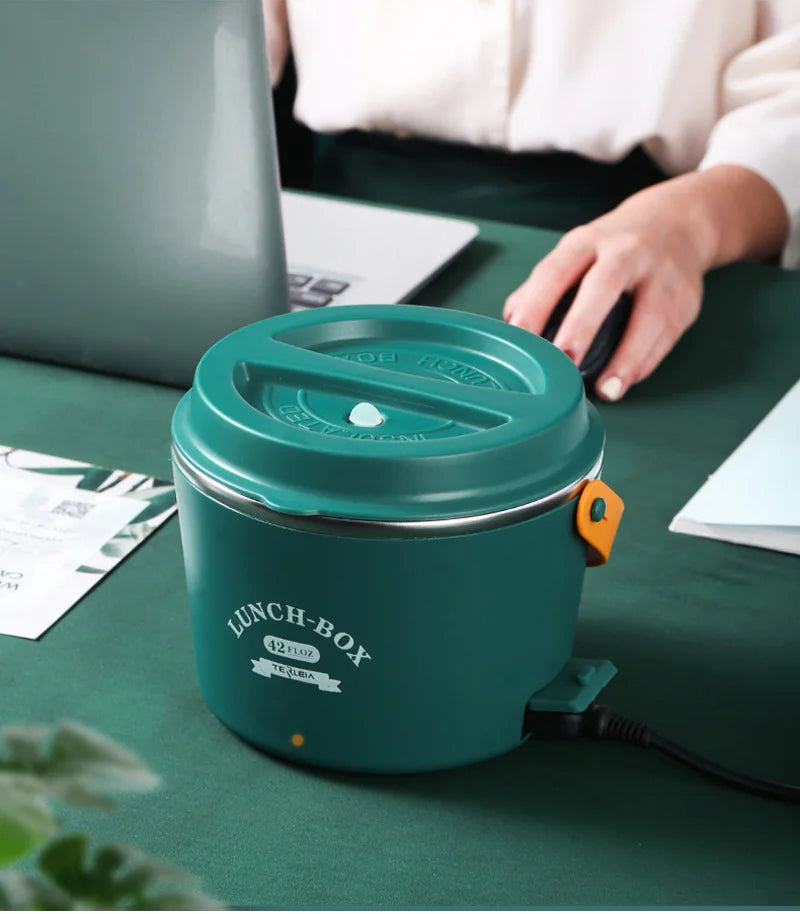 School Office Car Picnic Electric Heating Lunch Box Stainless Steel Portable Adult Food Warmer Container 220V 110V 24V 12V 1.2L