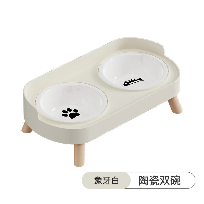 Pet Bowl PP Plastic Double Bowl Anti-killing Bowl Water and Grain Integrated Dog Bowl Cat Dog Water and Grain Bowl