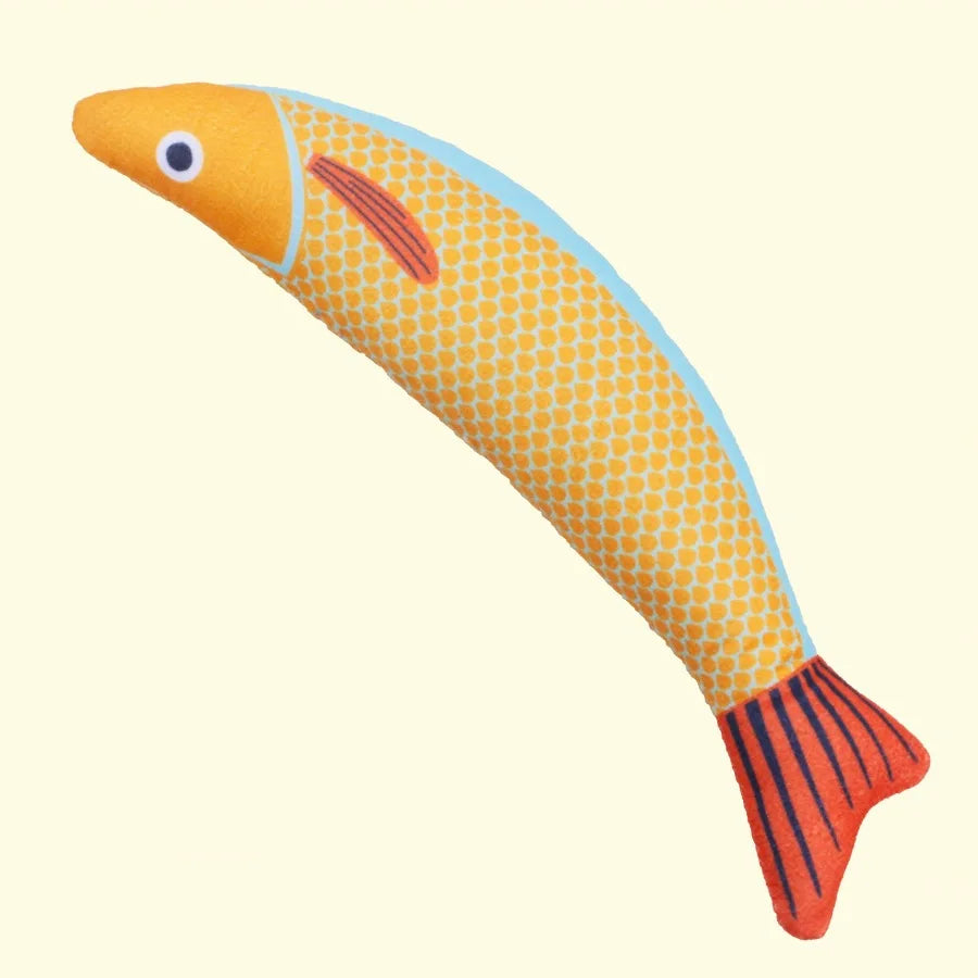 Cat Toys Saury Fish Crinkle Sound Soft and Durable Interactive Kitten Kicker for Indoor Kitty Exercise for All Breeds