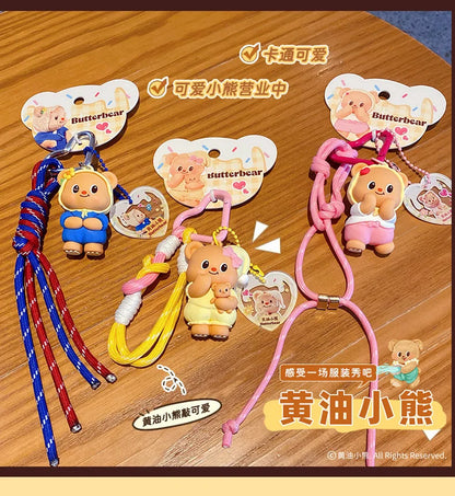 Cartoon Butter Bear Keychain Pendant Cute Fashion Doll Creative Car Keychain Ring Luggage Accessories Gift for Children