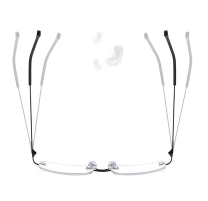 Men's Anti Blue Light Blocking Reading Glasses Cut Frameless Metal HD Lens Eyewear Women Prescription Presbyopic Glasses +400