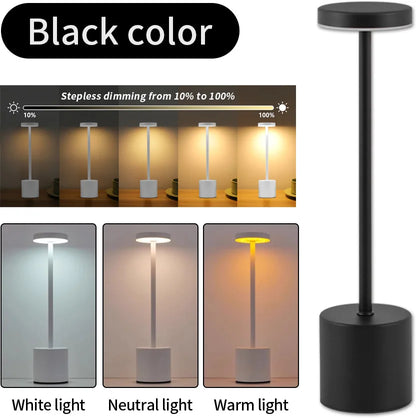 Creative Ambient Table Lamp USB Rechargeable Night Light Stepless Dimming Touch Desk Lamp 3 Colors Bedside Lamp Hotel Bar Decor