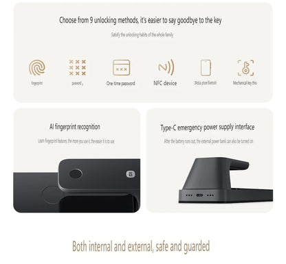2025 Xiaomi Smart Door Lock 2 Cat Eye Visual Screen Fingerprint Bluetooth NFC Unlock For MiHome Push-pull Lock With Camera