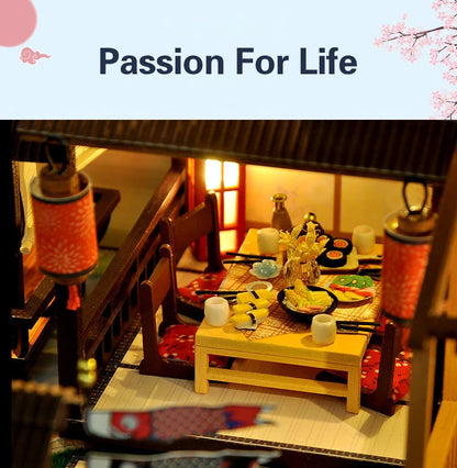 Cutebee DIY Dollhouse Super Mini Scale Miniature Dollhouse Japanese Garden Building Kit Toys for Birthday Gifts