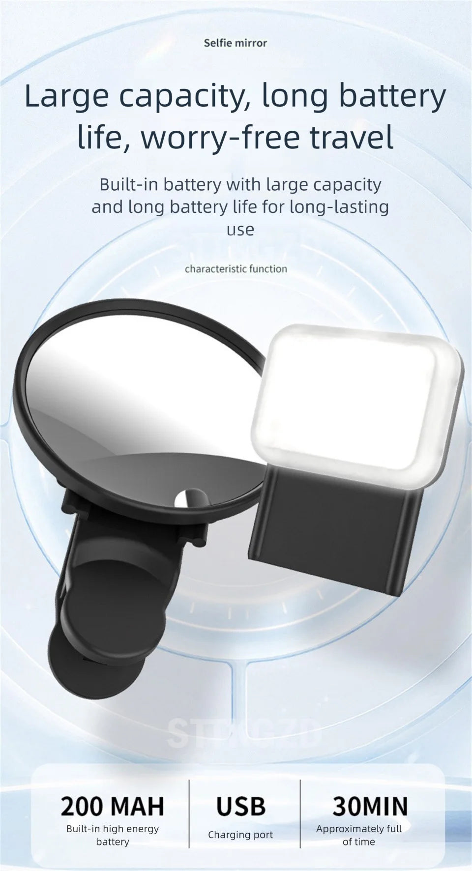 STTKGZD Selfie Reflector Mirror Mobile Phone Fill Light Kit Portable Mobile Mirror Clip Storage Bag Mobile Phone Rear Camera