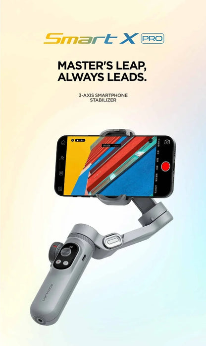 3-Axis Handheld Stabilizer Wireless Charger LED Display Light Focusing Wheel for iOS Android Phones Smart X Pro Universal Joint