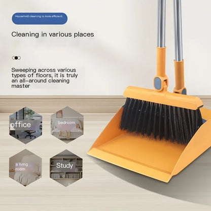 2025 Brand-new 2-in-1 rotatable and foldable magnetic broom and dustpan cleaning set, enlarged and thickened household broom