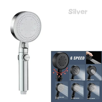 New 230mm Big Panel Showerhead 6 Mode Supercharge Rainfall Shower Head High Pressure Top Rain Shower Faucet Bathroom Accessories