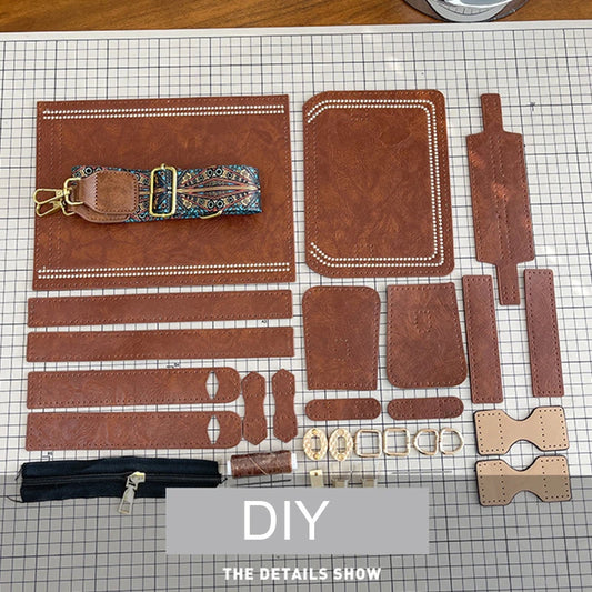 1Set DIY Making Leather Craft Handbag Bag Backpack Material Hand Sewn With Parts Handmade Leather Accessories