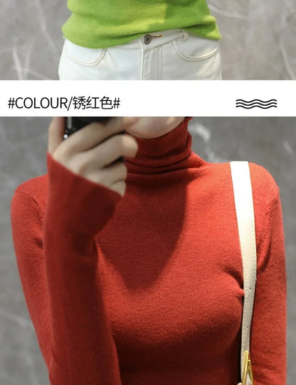 2023 New autumn/winter cashmere sweater women's turtleneck pullover ultra-thin pile neck sweater wool knit