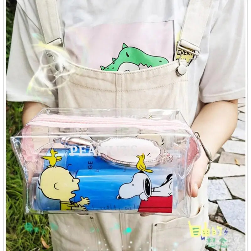 Snoopy Outdoor Girl Makeup Bag Women Necessary Cosmetic Bag Transparent Travel Organizer Cartoon Fashion Small Toiletry Pouch