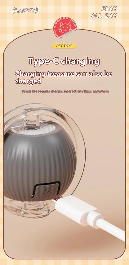 Smart Interactive Cat Toys Ball Auto Electric Rolling Ball Toys for Cat Kitty Pet Automatic Training USB Rechargeable Cat Toy