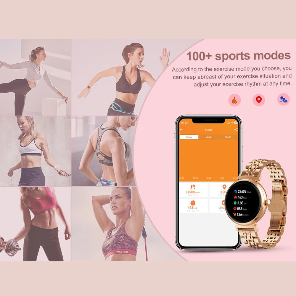 AMOLED Bluetooth Call Smart Watch Screen Always Display 1.04 inch Fashion Ladies Smartwatch Metal Body Small Screen Watch