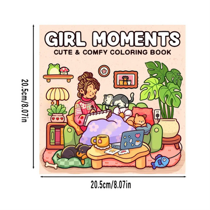 Cozy Atmosphere Relaxing Coloring Book for Adults and Teens Bold Easy-to-follow Patterns and Girl Moments