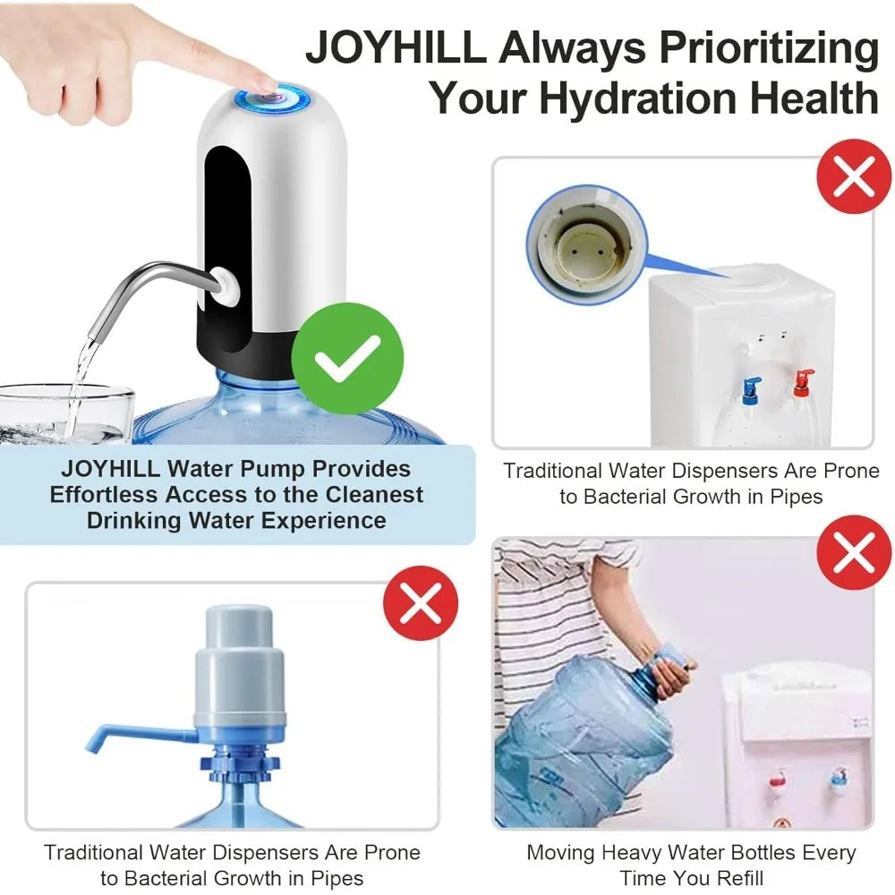 5 Gallon Water Bottle Dispenser USB Rechargeable Water Bottle Pump Camping Portable Electric Water Dispenser Reusable