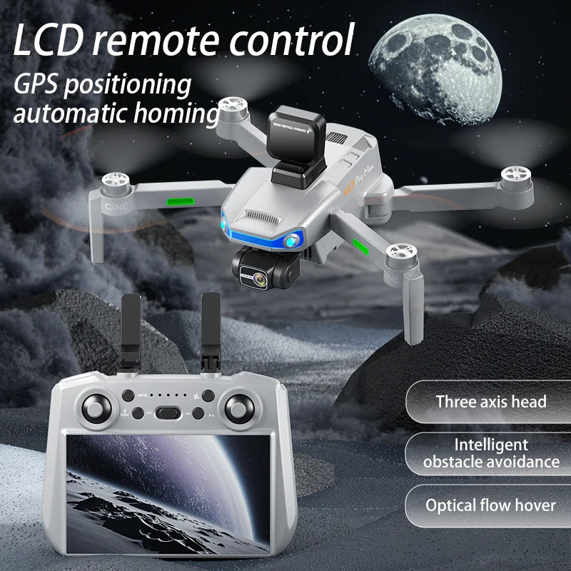 Drone professionnel AE3 Pro Max avec écran 360 ° Évitement d'obstacles sans brosse 8K double caméra 3 axes cardan quadrirotor FP