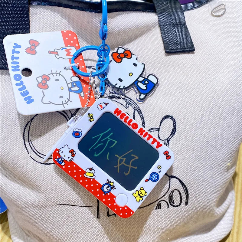 Wholesale Sanrio Keychain Hello Kitty Schoolbag Pendant Kawaii Kt Red Blue White Cartoon Key Kitty Tv Beaded Keyring Girl Gift ﻿
