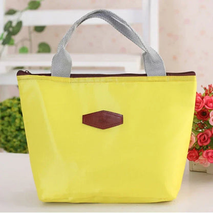 Lunch Box Camping Picnic Bag Lunch Bags Solid Color Portable Insulated Refrigerated Bag Cold Food Cooler Thermal Handbag Hot