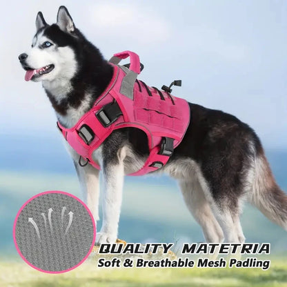 Adjustable No-Pull Tactical Dog Harness with Handle for Large Dogs - Reflective Military Vest for Labrador Retriever, Siberian H