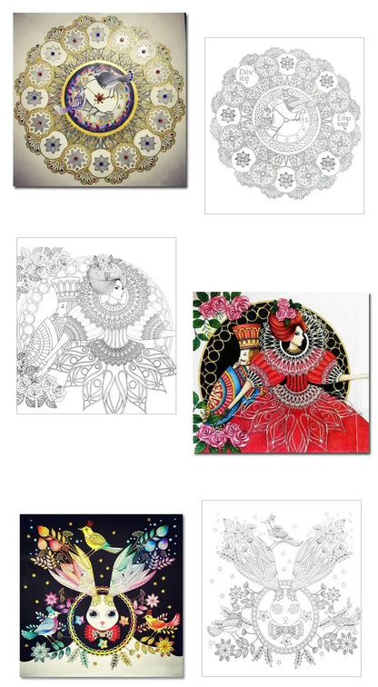 24 Pages Coloring Book for Children Adult Relieve Stress Kill Time DIY Painting Drawing Book Painting Kids Educational Toys