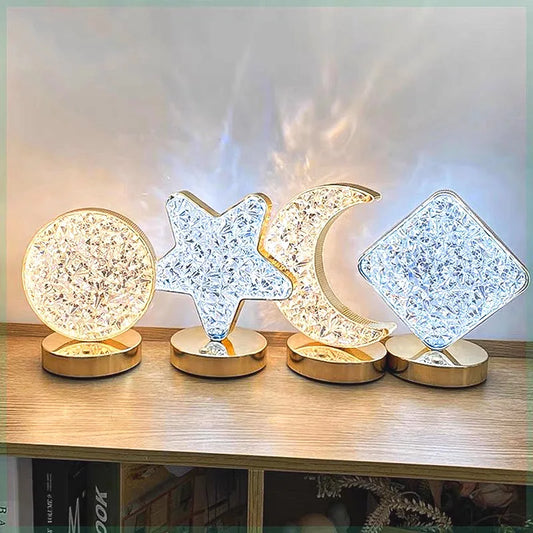 Touch Control 3D Crystal Track Night Light for Girls Room USB Bedside LED Ambient Table Lamp Home Decor Aesthetics