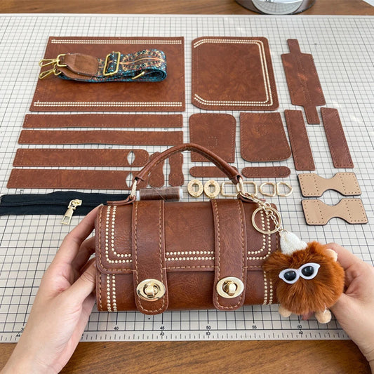 1Set DIY Making Leather Craft Handbag Bag Backpack Material Hand Sewn With Parts Handmade Leather Accessories