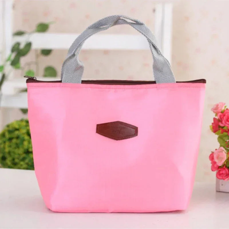 Lunch Box Camping Picnic Bag Lunch Bags Solid Color Portable Insulated Refrigerated Bag Cold Food Cooler Thermal Handbag Hot