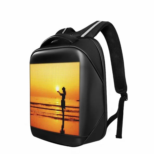 Fashion Custom APP Programmable Smart Led GIF Picture Advertising Backpack