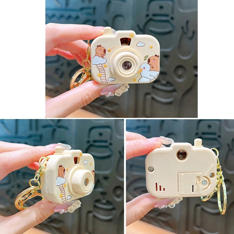 New Capybara Projection Camera Keychain Cartoon Kawaii Mini Camera Keyring Hanging Decoration Fashion Backpack Pendant