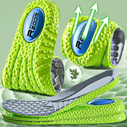 Sports Shock Absorption Insole Green PU Memory Foam Breathable Arch Support Orthopedic Shoes Pad Men Women Feet Care Shoes Pad