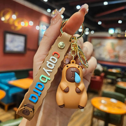 Cute Finless Porpoise Pendant Kapibara Leather Rope Keychain
