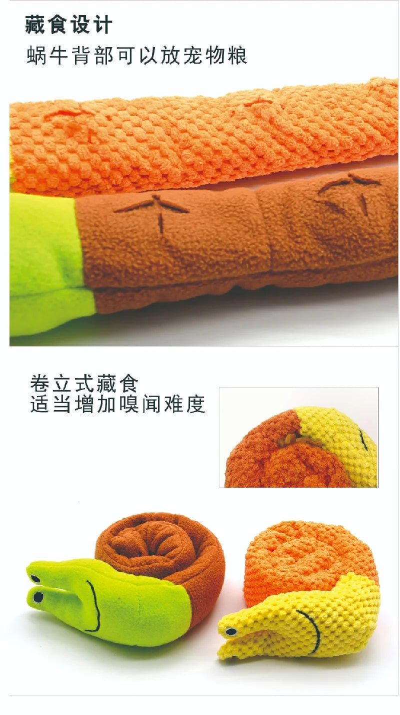 Snail Pet Plush Toy Dog Puzzle Feeder Toys Interactive Sniffing Dogs Toy For Grinding Teeth Food Olfactory Training Pet Supplies