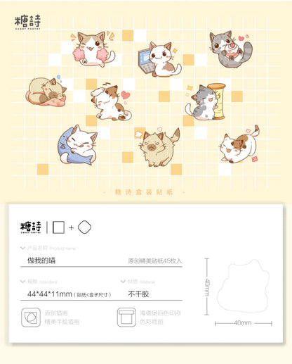 45 Pcs/Box My Naughty Cats Kawaii Mini Paper Sticker Diy Diary Album Scrapbooking Decoration School Supplies Stationery Stickers