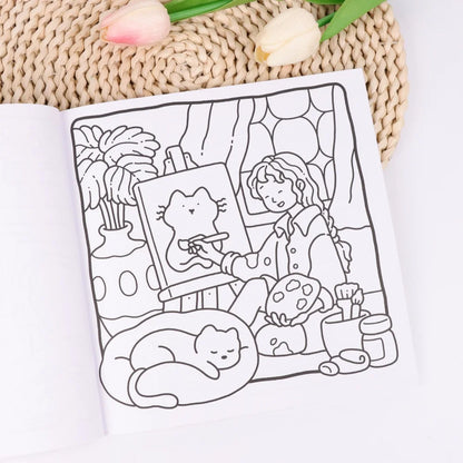 Girl Moments: Vol. 2 Coloring Book for Adults and Teens Featuring Cute Cozy Daily Activities for Relaxation